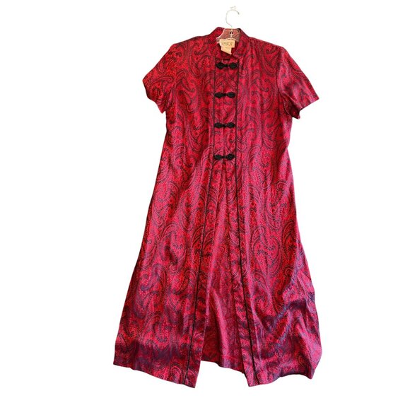 Jessica Dresses & Skirts - Jessica Satin Paisley Print Blouse Kimono Women's Size 12 Red Boho Bohemian